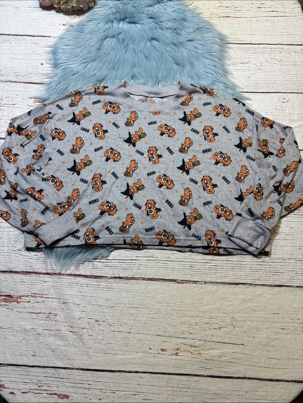 American Eagle Outfitters AE Lounge Halloween Care Bear Cropped Long Sleeve Top